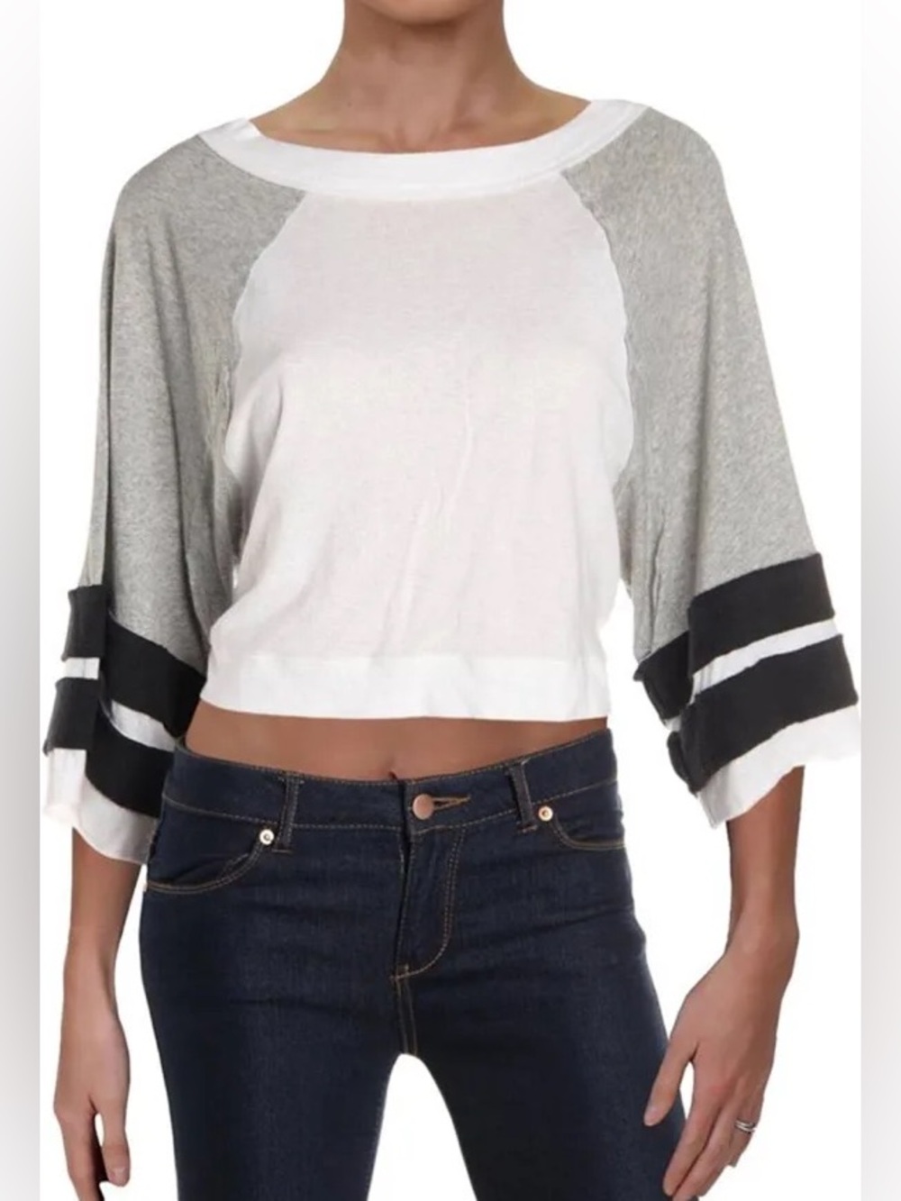 We the Free Free People Apres Ski Raglan Open Back Tee Top Size Small